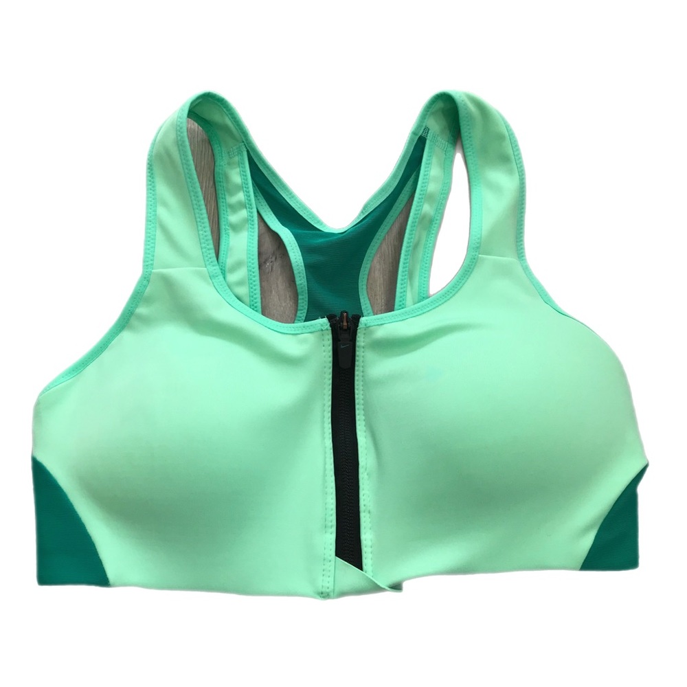 Nike Green DRI-FIT High-Support Padded Zip-Front Sports Bra